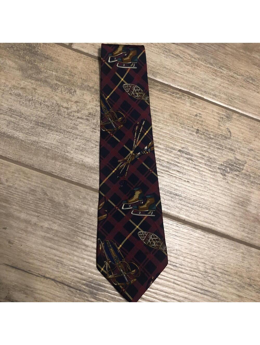 Tommy Hilfiger Necktie Winter Sports Theme 100% Italian Silk
